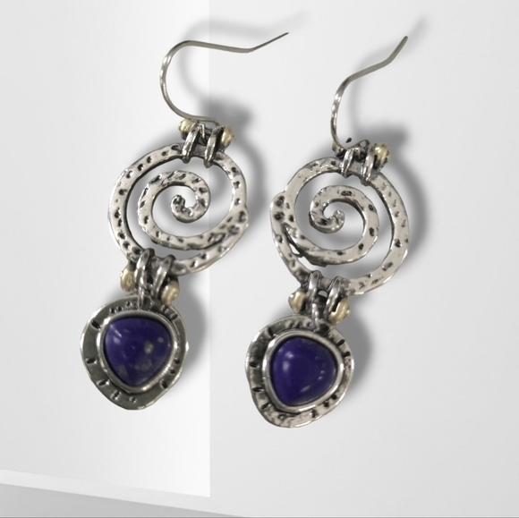 NWT Sterling Lapis Earrings Hypoallergenic. - Picture 1 of 3